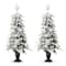 2 Pack 5ft. Pre-Lit Flocked Fir Artificial Christmas Porch Tree in Planter, Warm White Lights
